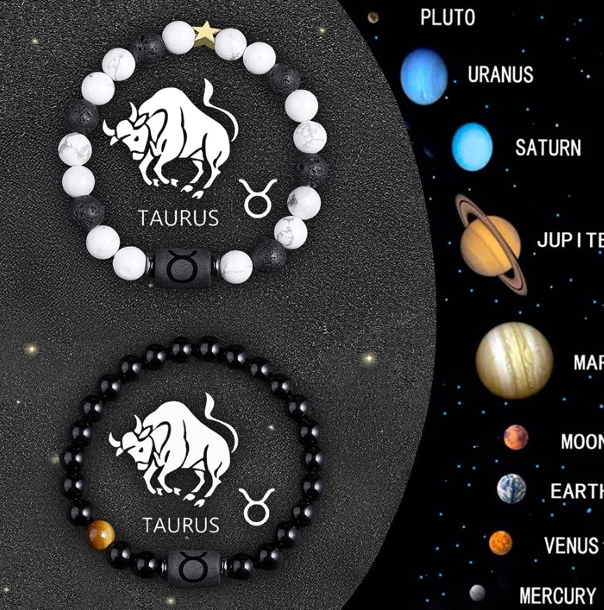 Twelve Zodiac Sign Beaded Bracelet Set