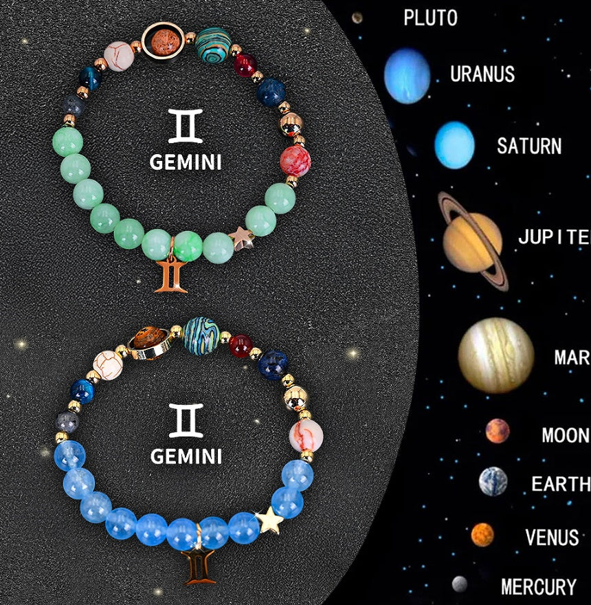 Twelve Zodiac Sign Beaded Bracelet Set