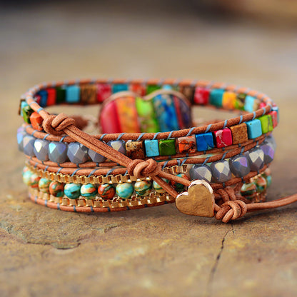 Natural imperial stone hand-woven bracelet