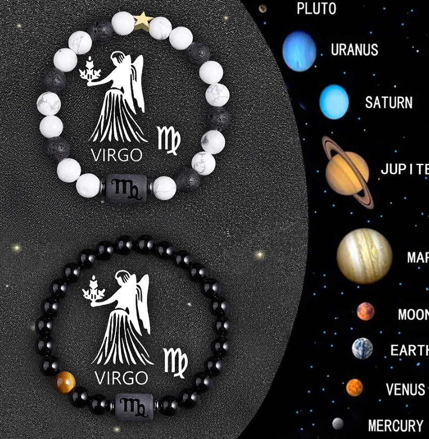 Twelve Zodiac Sign Beaded Bracelet Set