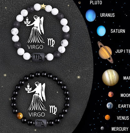 Twelve Zodiac Sign Beaded Bracelet Set