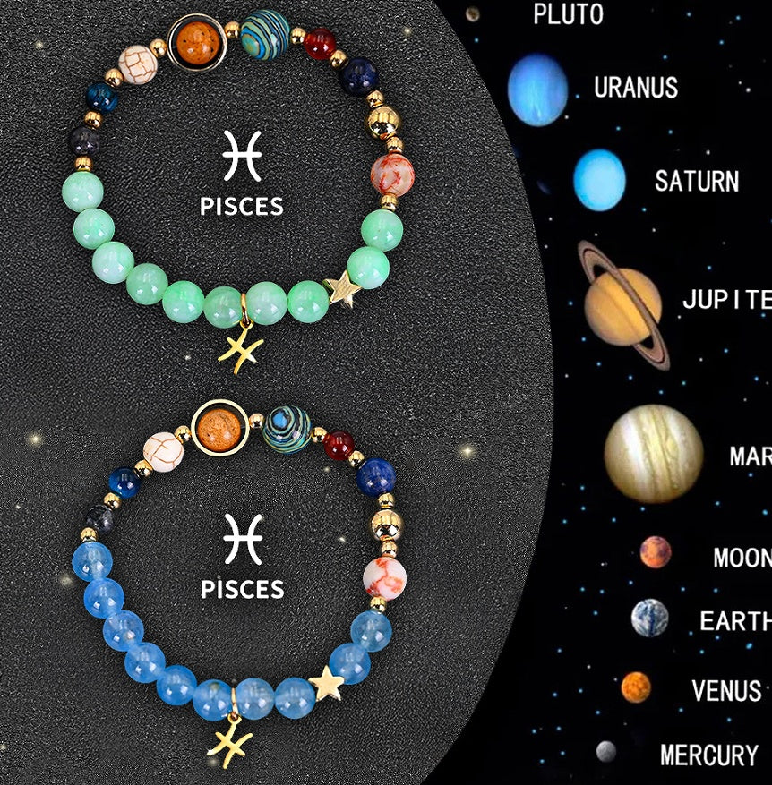 Twelve Zodiac Sign Beaded Bracelet Set