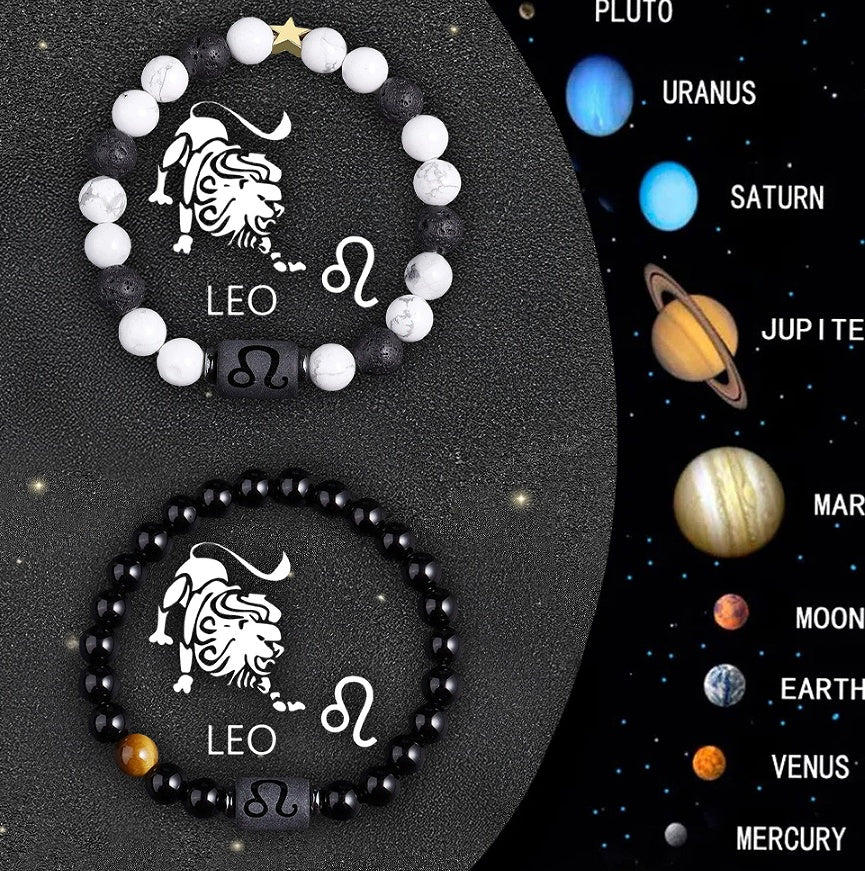 Twelve Zodiac Sign Beaded Bracelet Set