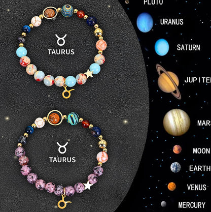 Twelve Zodiac Sign Beaded Bracelet Set