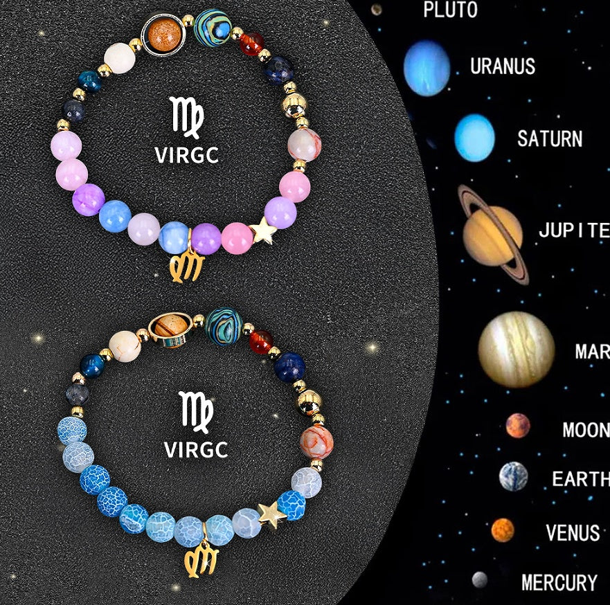 Twelve Zodiac Sign Beaded Bracelet Set