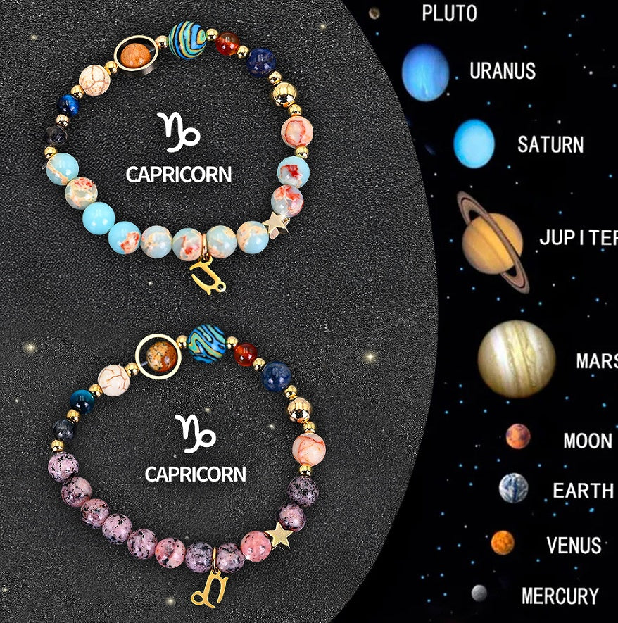 Twelve Zodiac Sign Beaded Bracelet Set