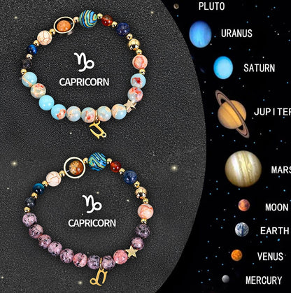 Twelve Zodiac Sign Beaded Bracelet Set
