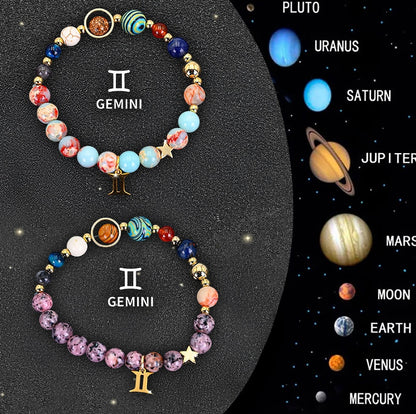 Twelve Zodiac Sign Beaded Bracelet Set