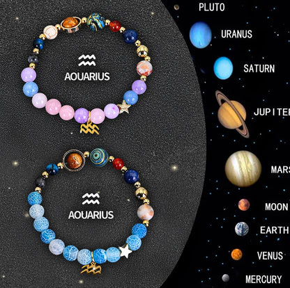 Twelve Zodiac Sign Beaded Bracelet Set