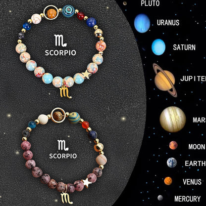 Twelve Zodiac Sign Beaded Bracelet Set