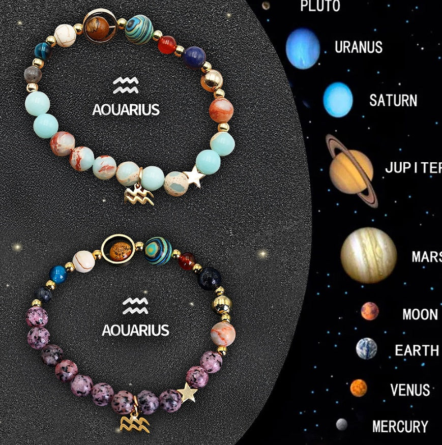 Twelve Zodiac Sign Beaded Bracelet Set