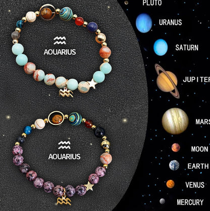 Twelve Zodiac Sign Beaded Bracelet Set
