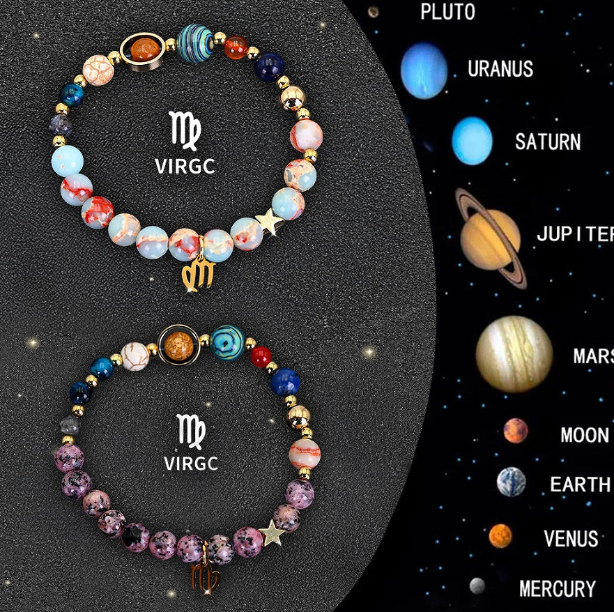 Twelve Zodiac Sign Beaded Bracelet Set