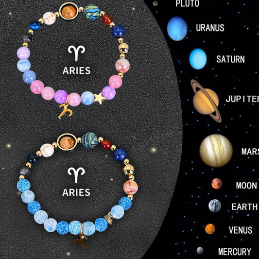 Twelve Zodiac Sign Beaded Bracelet Set