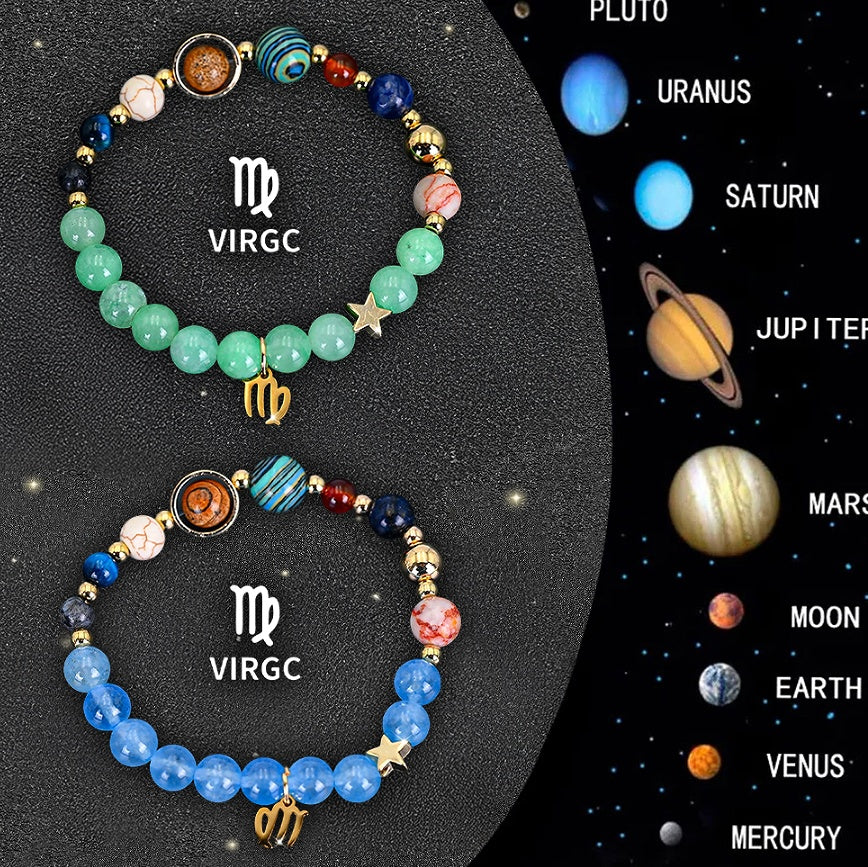 Twelve Zodiac Sign Beaded Bracelet Set
