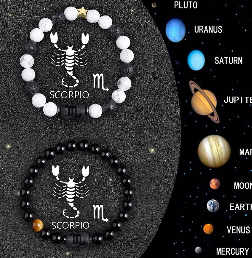 Twelve Zodiac Sign Beaded Bracelet Set