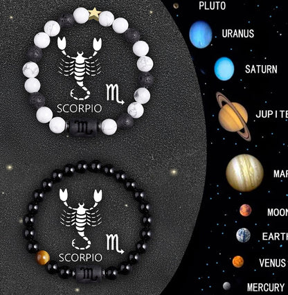 Twelve Zodiac Sign Beaded Bracelet Set