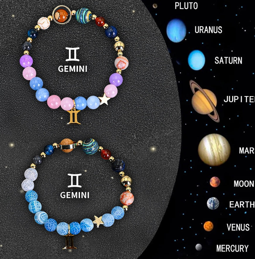 Twelve Zodiac Sign Beaded Bracelet Set