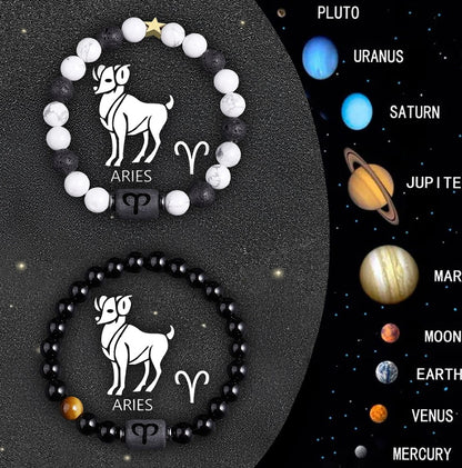 Twelve Zodiac Sign Beaded Bracelet Set