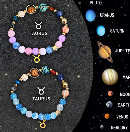 Twelve Zodiac Sign Beaded Bracelet Set