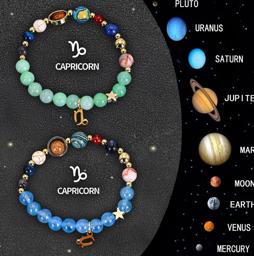 Twelve Zodiac Sign Beaded Bracelet Set