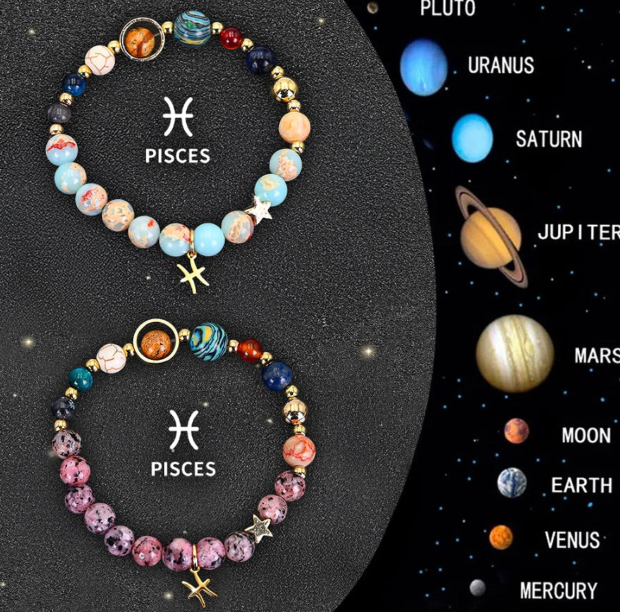Twelve Zodiac Sign Beaded Bracelet Set