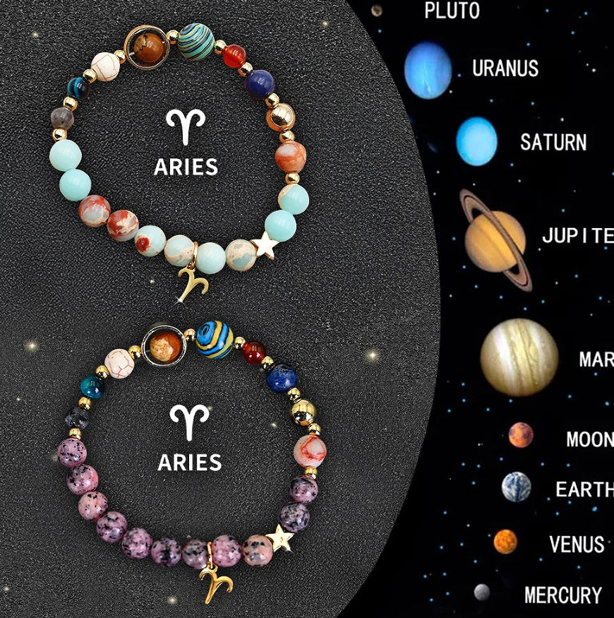 Twelve Zodiac Sign Beaded Bracelet Set