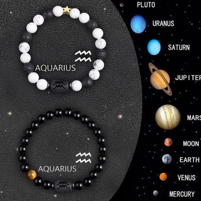 Twelve Zodiac Sign Beaded Bracelet Set