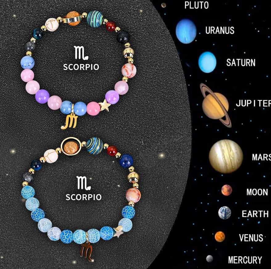 Twelve Zodiac Sign Beaded Bracelet Set