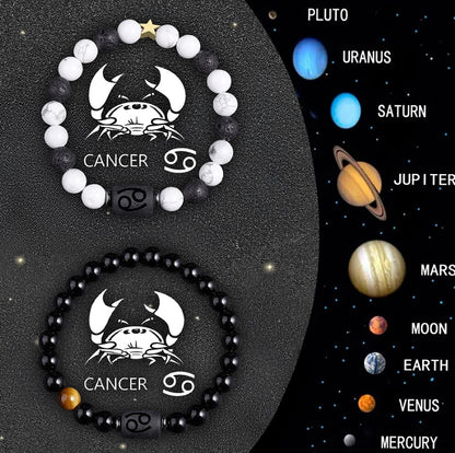Twelve Zodiac Sign Beaded Bracelet Set