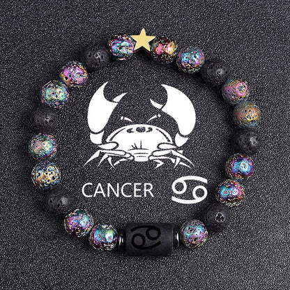 European And American Twelve Constellation Natural Stone Beaded Bracelet