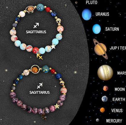 Twelve Zodiac Sign Beaded Bracelet Set