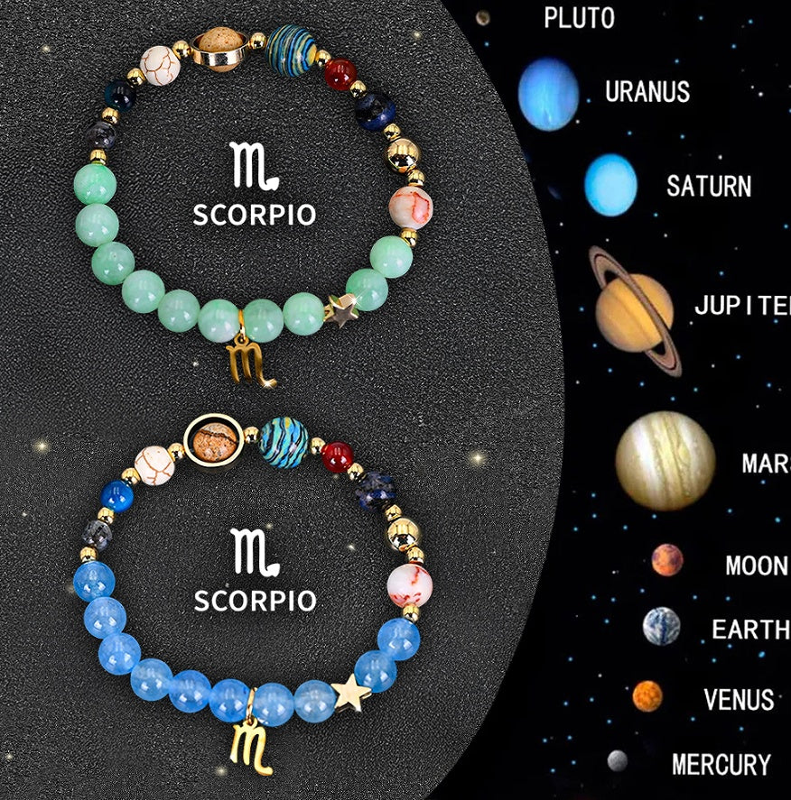 Twelve Zodiac Sign Beaded Bracelet Set