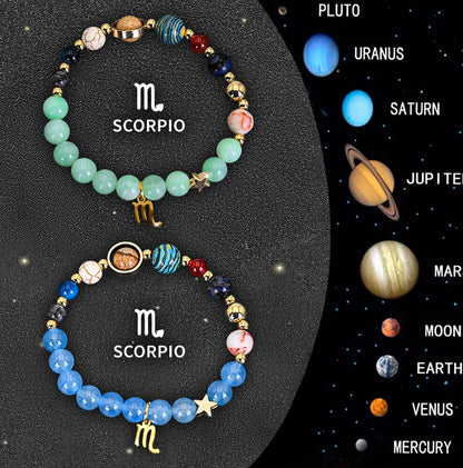 Twelve Zodiac Sign Beaded Bracelet Set