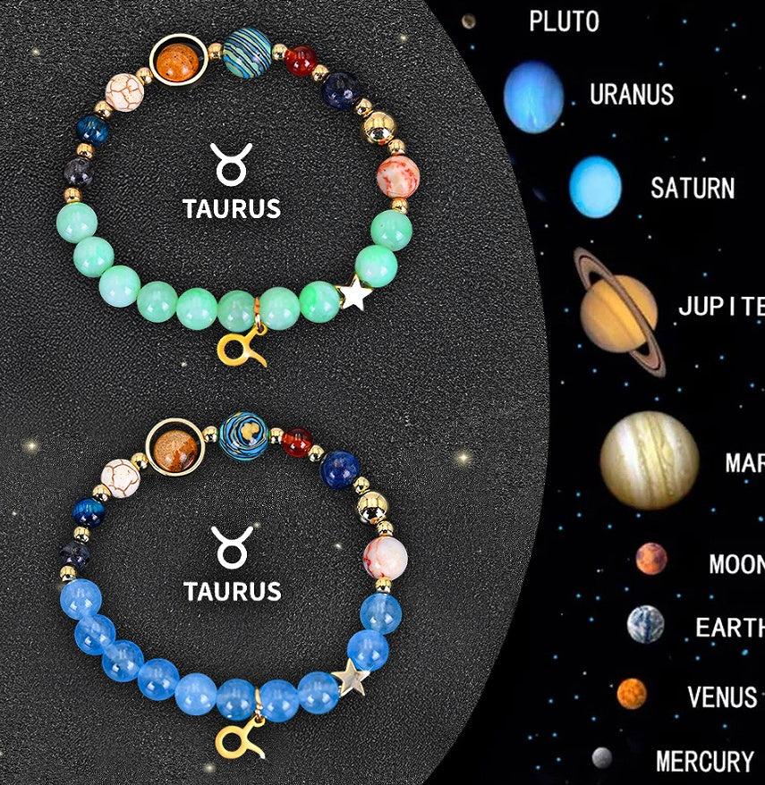 Twelve Zodiac Sign Beaded Bracelet Set
