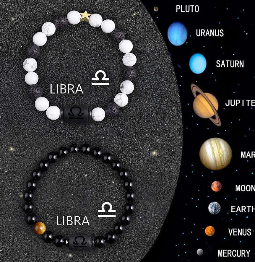 Twelve Zodiac Sign Beaded Bracelet Set