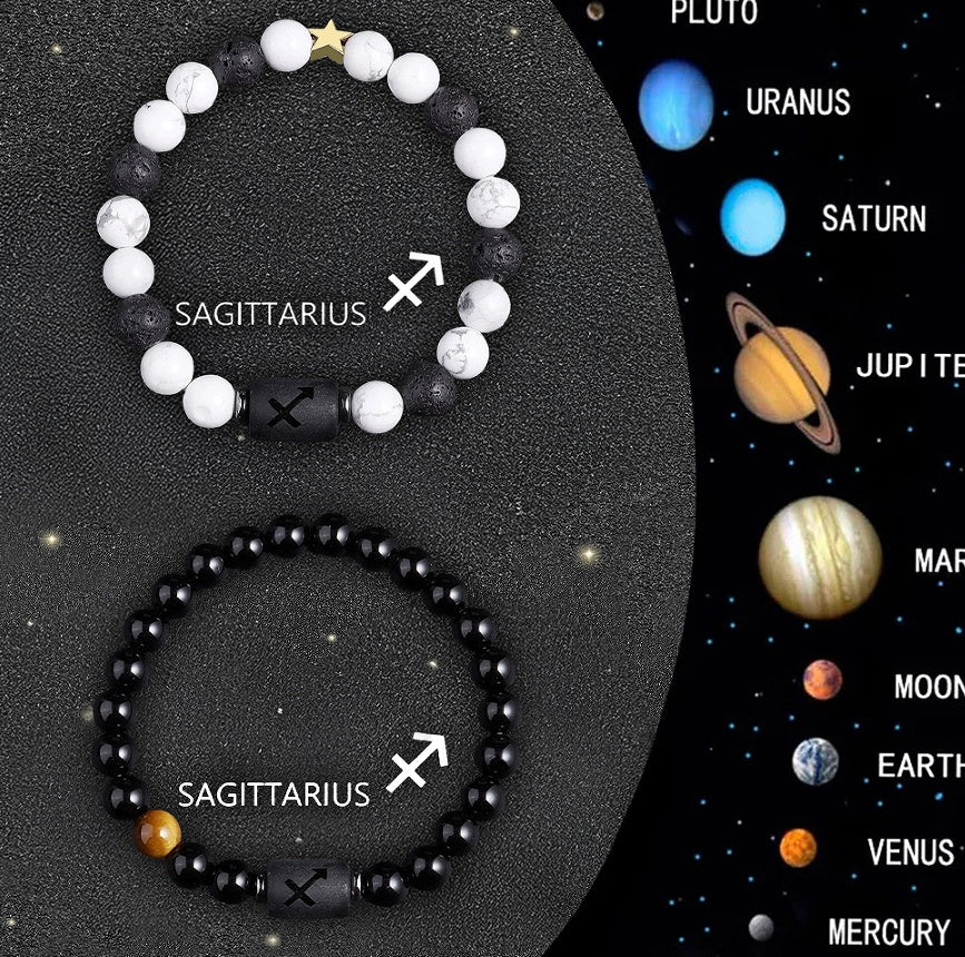 Twelve Zodiac Sign Beaded Bracelet Set